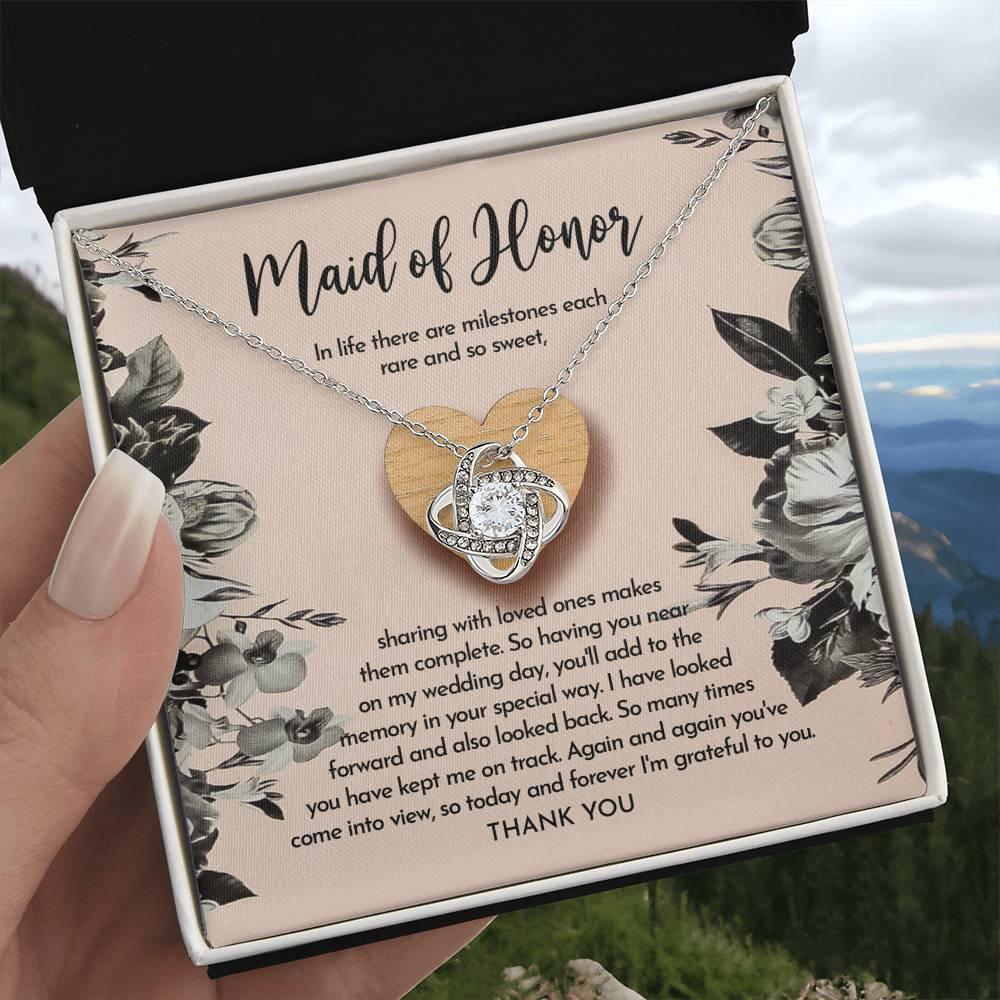 Maid of Honor Wedding Day Gift - My Wedding Day - Love Knot Pendant Necklace - Mallard Moon Gift Shop