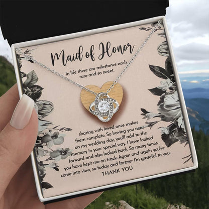 Maid of Honor Wedding Day Gift - My Wedding Day - Love Knot Pendant Necklace - Mallard Moon Gift Shop