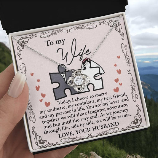 Wife Wedding Day Gift We Will Be As One Love Knot Pendant Necklace - Mallard Moon Gift Shop