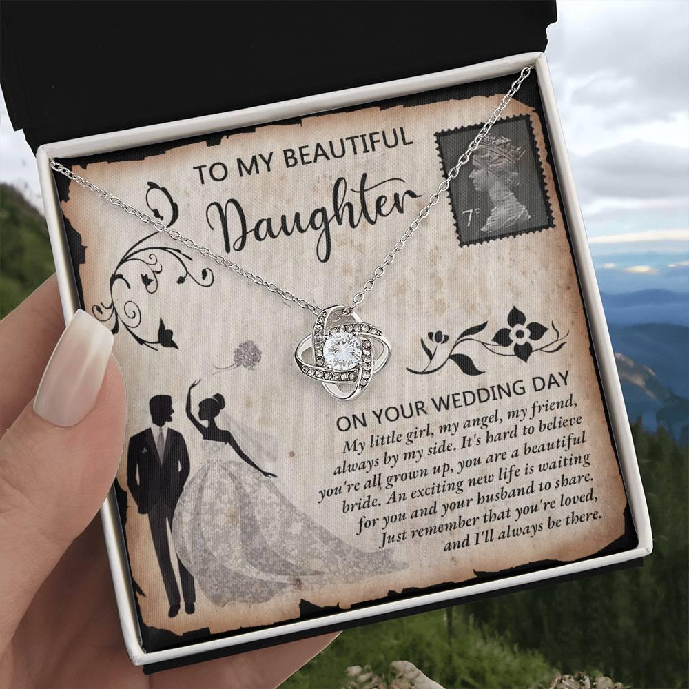 Daughter Wedding Day Gift Beautiful Bride Love Knot Pendant Necklace - Mallard Moon Gift Shop