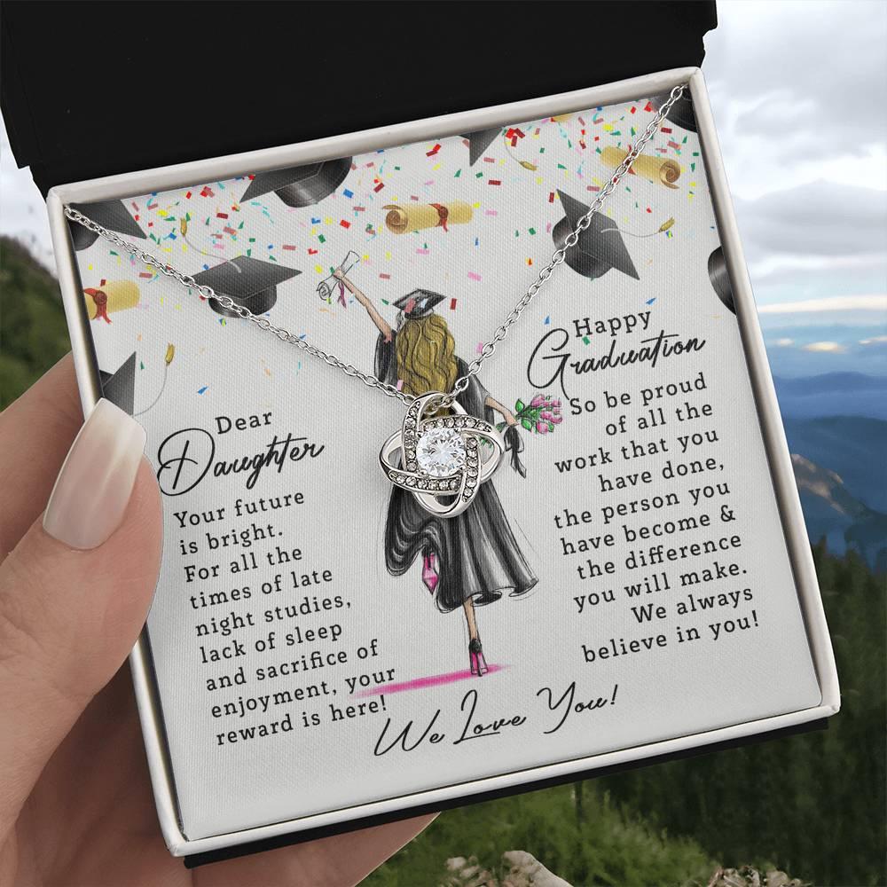 Graduation Gift for Daughter Your Future is Bright Love Knot Pendant Necklace - Mallard Moon Gift Shop