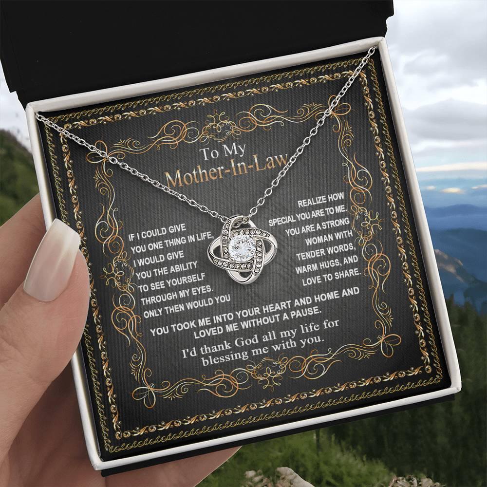 Mother-in-Law Gift You Took Me Into Your Heart and Home Love Knot Pendant Necklace - Mallard Moon Gift Shop