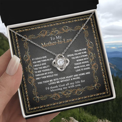 Mother-in-Law Gift You Took Me Into Your Heart and Home Love Knot Pendant Necklace - Mallard Moon Gift Shop