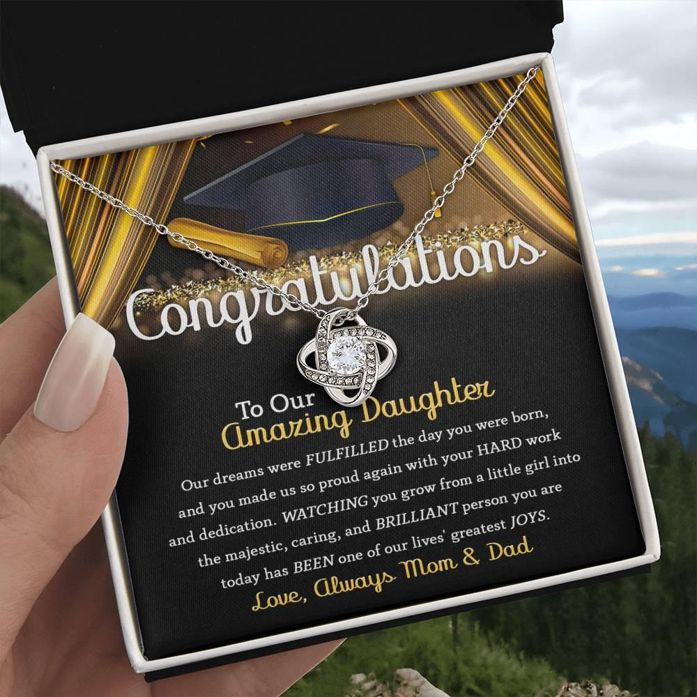 Daughter Graduation Jewelry Necklace with Message Card from Mom and Dad - You Made Us So Proud - Mallard Moon Gift Shop