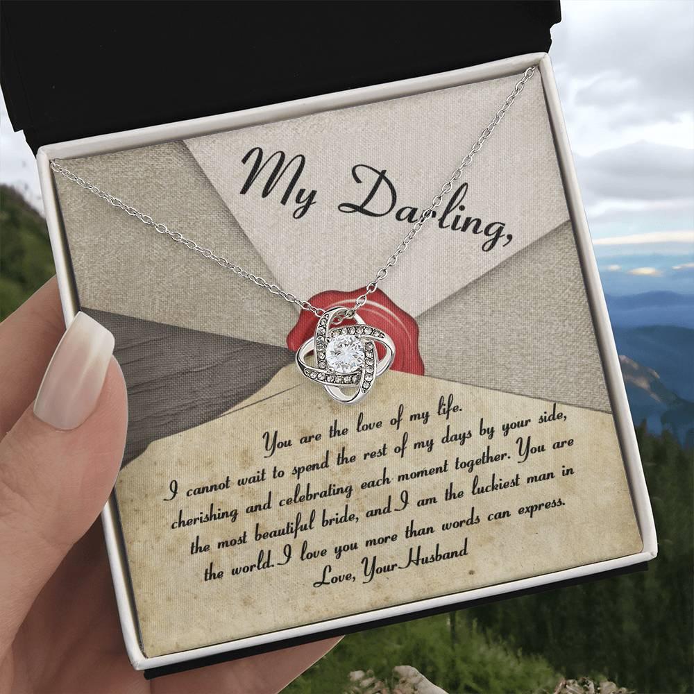 My Darling Bride Love of My Life Love Knot Pendant Necklace - Mallard Moon Gift Shop