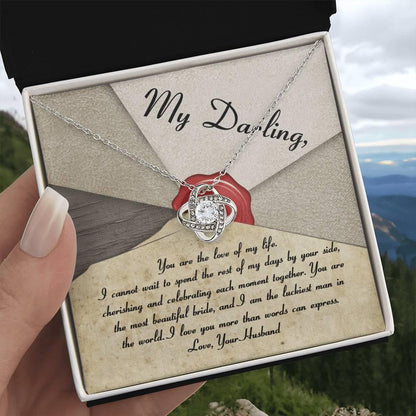 My Darling Bride Love of My Life Love Knot Pendant Necklace - Mallard Moon Gift Shop