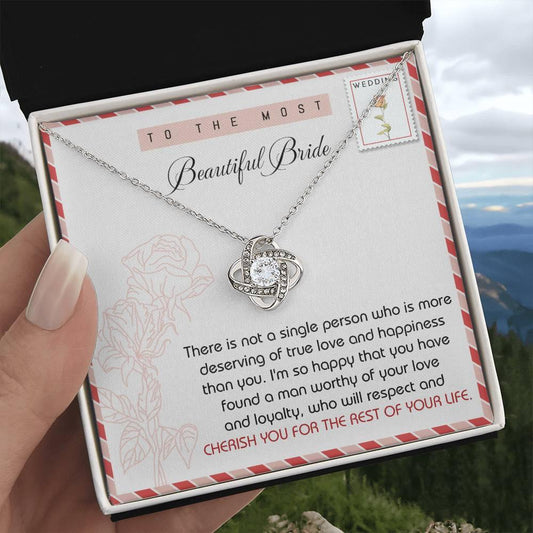 To The Beautiful Bride Wedding Gift Love Knot Pendant Necklace - Mallard Moon Gift Shop