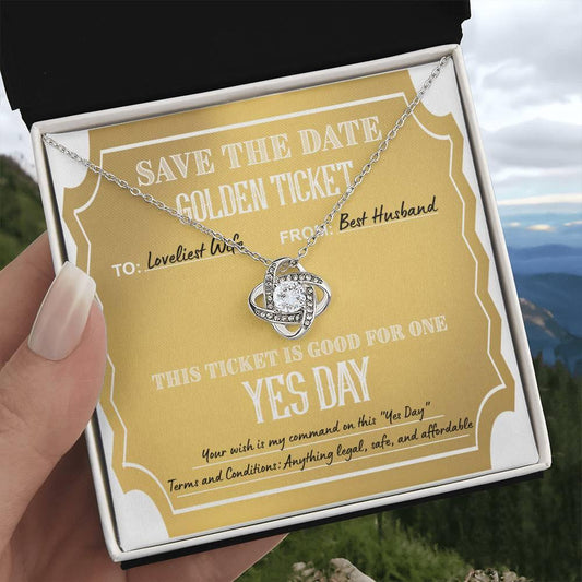 Wife Wedding Day Gift - Golden Ticket - Love Knot Pendant Necklace - Mallard Moon Gift Shop