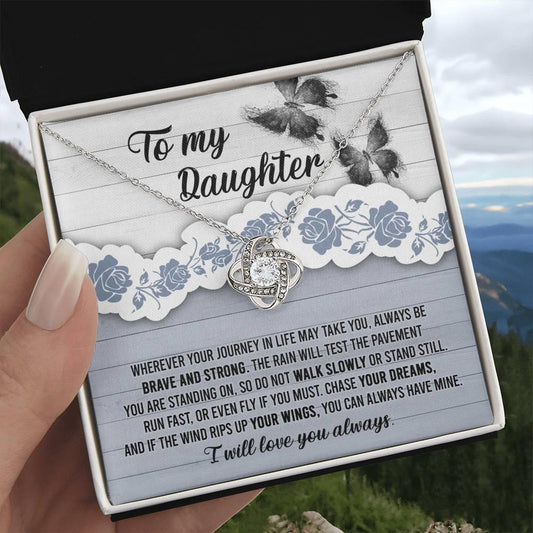 Daughter Wedding Day, Graduation, Birthday Gift - Chase Your Dreams Always Have Mine - Love Knot Pendant Necklace - Mallard Moon Gift Shop