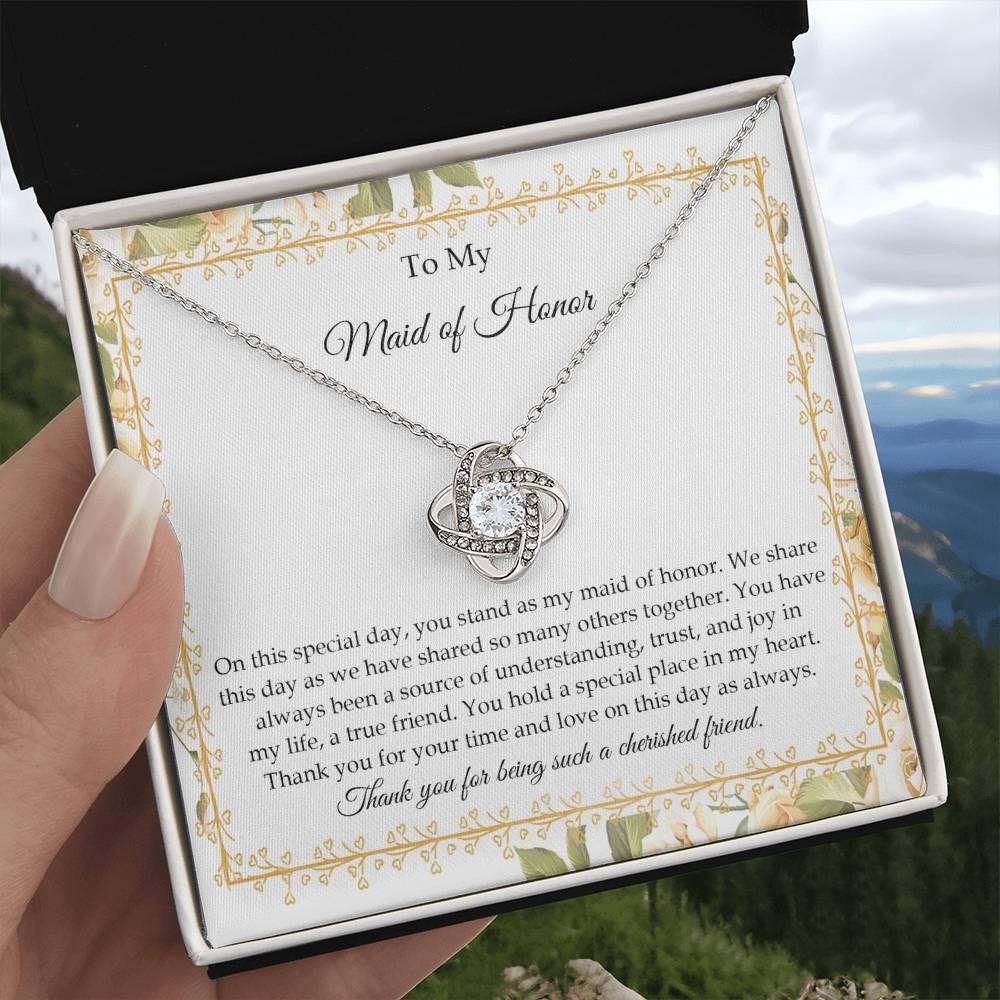 Maid of Honor Wedding Day Gift - Share This Day - Love Knot Pendant Necklace - Mallard Moon Gift Shop