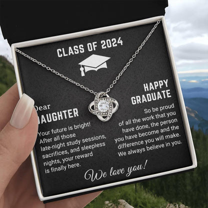 Dear Daughter Your Future is Bright Graduation Class of 2024 Love Knot Pendant Necklace - Mallard Moon Gift Shop