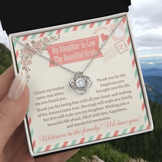Daughter-In-Law Wedding Day Gift Welcome to the Family Love Knot Pendant Necklace - Mallard Moon Gift Shop