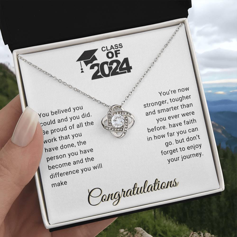 Graduation Gift Class of 2024 You Believed you Could Congratulations Love Knot Pendant Necklace - Mallard Moon Gift Shop