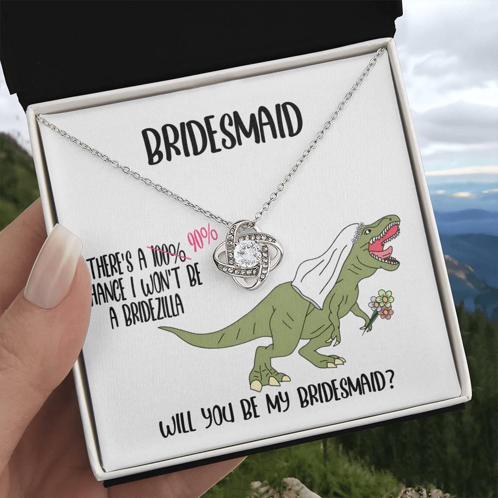 Bridesmaid Invitation Proposal Gift - Will You Be My Bridesmaid Love Knot Pendant Necklace Gift from Bridezilla - Mallard Moon Gift Shop