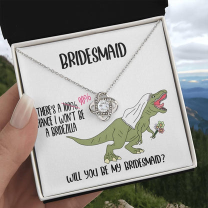 Bridesmaid Invitation Proposal Gift - Will You Be My Bridesmaid Love Knot Pendant Necklace Gift from Bridezilla - Mallard Moon Gift Shop