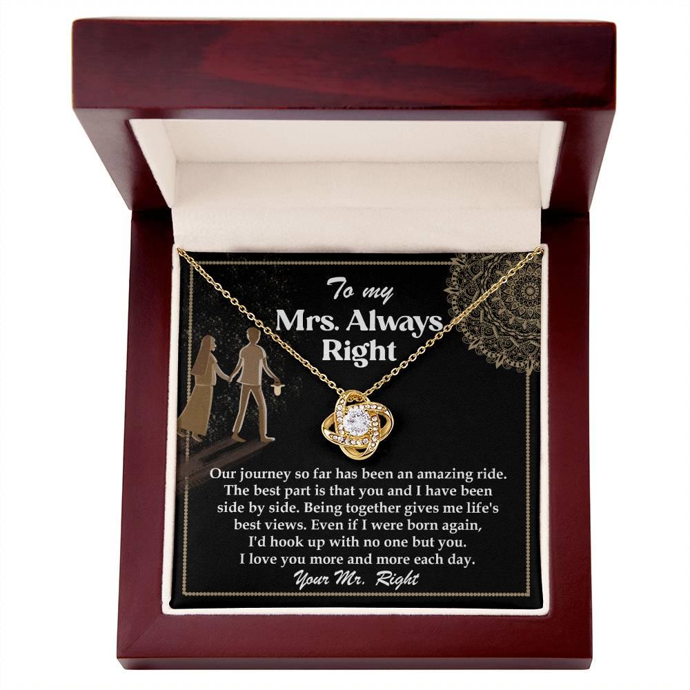 Wife Gift Always Right Love Knot Pendant Necklace - Mallard Moon Gift Shop