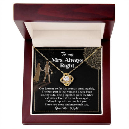 Wife Gift Always Right Love Knot Pendant Necklace - Mallard Moon Gift Shop