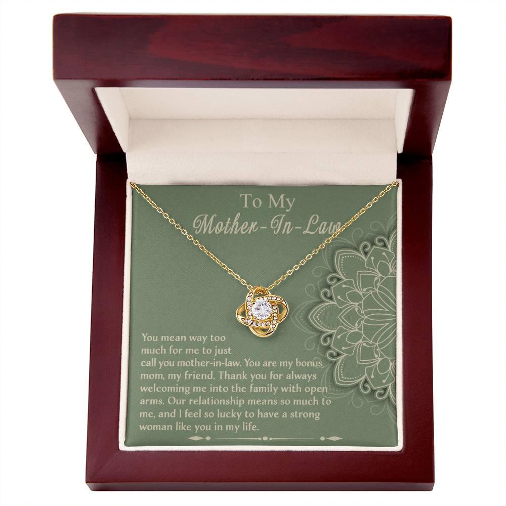Mother-In-Law Gift - I Feel Lucky to Have A Strong Woman in My Life Love Knot Necklace - Mallard Moon Gift Shop