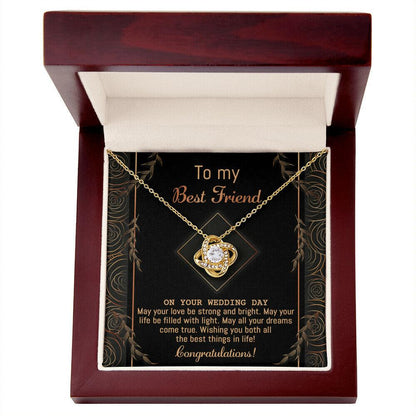 Gift for Best Friend Wedding - Strong And Bright - Wedding Day Gift Love Knot Pendant Necklace - Mallard Moon Gift Shop