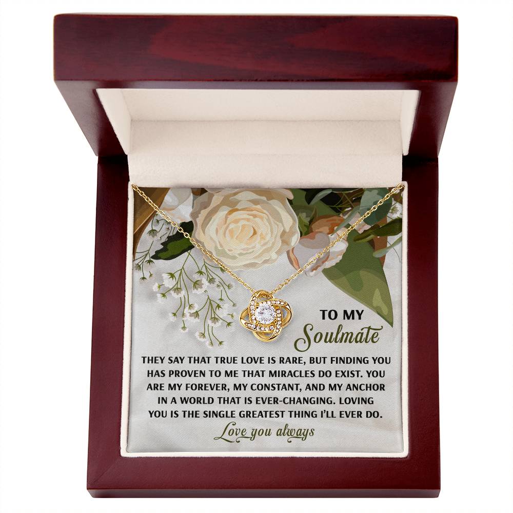 Romantic Anniversary, Valentine's Day Gift for Soulmate, Wife, Girlfriend - Miracles Exist - Love Knot Pendant Necklace - Mallard Moon Gift Shop