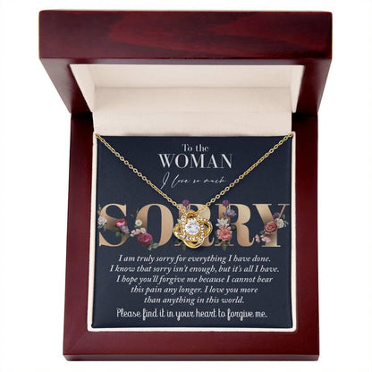 Apology Gift for Girlfriend, Wife, Soulmate - Sorry, Bear This Pain - Love Knot Pendant Necklace - Mallard Moon Gift Shop