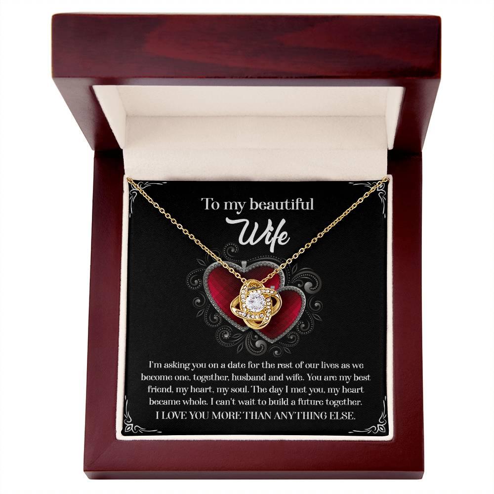 To My Beautiful Wife - My Heart Became Whole Love Knot Pendant Necklace - Mallard Moon Gift Shop