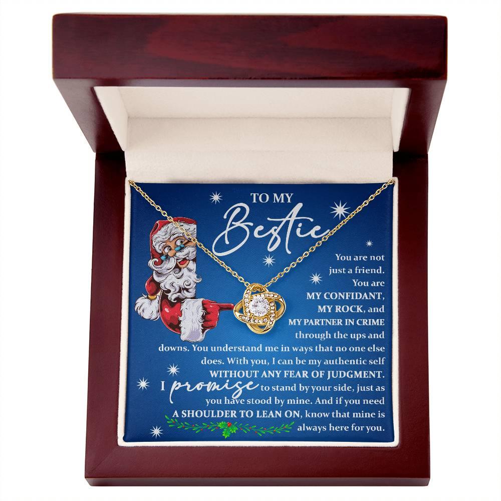 To My Bestie - You are My Rock and My Partner in Crime - Love Knot Necklace - Mallard Moon Gift Shop