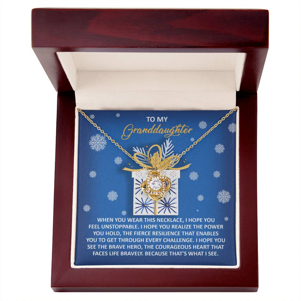 Gift for Granddaughter - Brave Hero - Love Knot Pendant Necklace - Mallard Moon Gift Shop