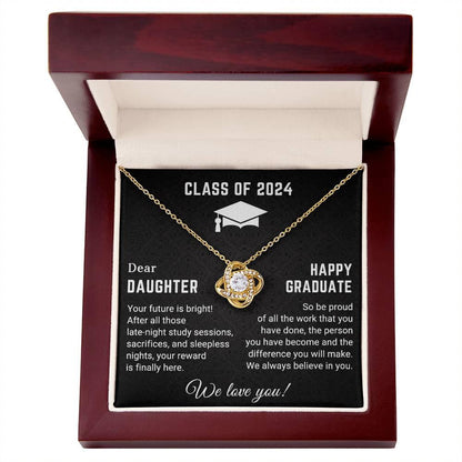 Dear Daughter Your Future is Bright Graduation Class of 2024 Love Knot Pendant Necklace - Mallard Moon Gift Shop