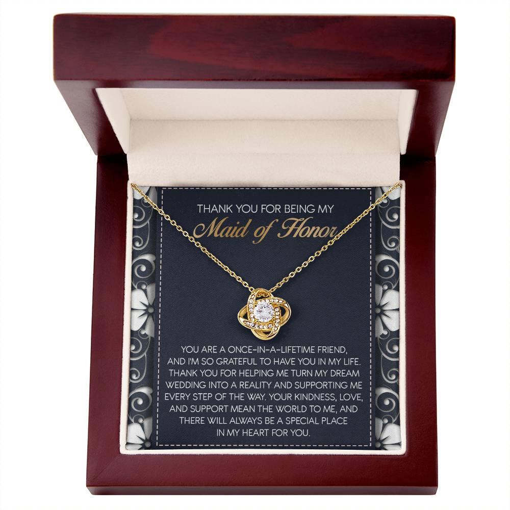 Maid of Honor Wedding Day Gift - World To Me - Love Knot Pendant Necklace - Mallard Moon Gift Shop