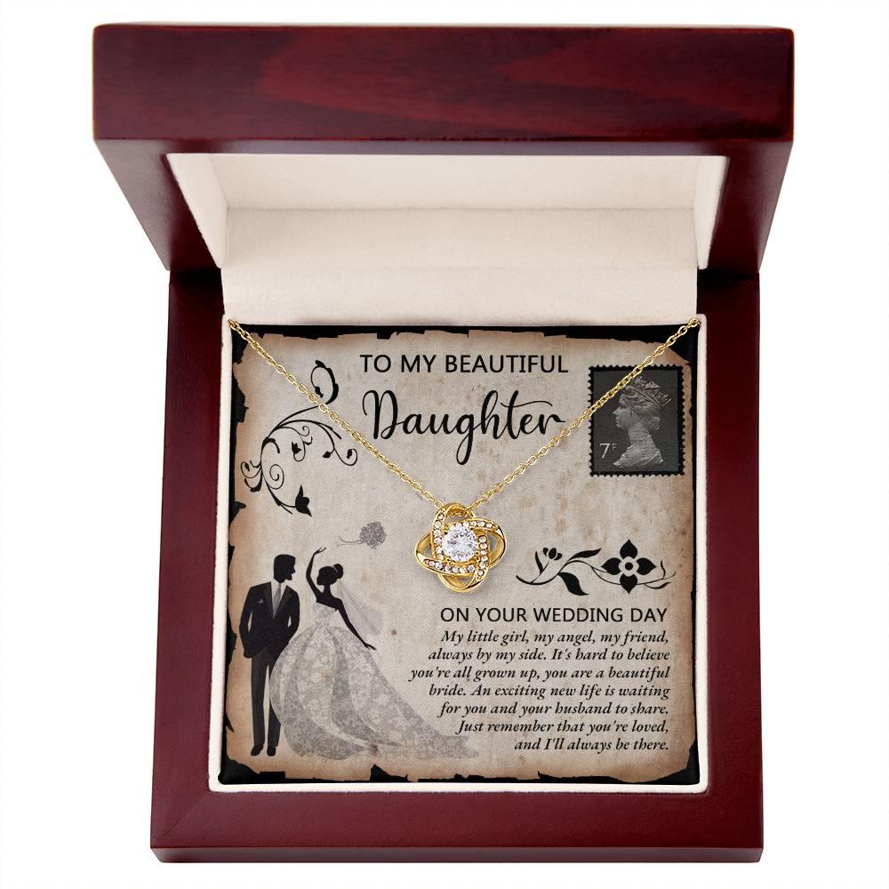 Daughter Wedding Day Gift Beautiful Bride Love Knot Pendant Necklace - Mallard Moon Gift Shop