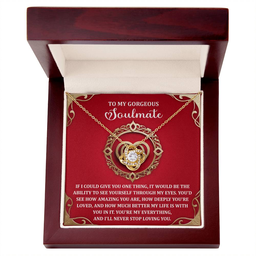 Romantic Anniversary, Valentine's Day Gift for Soulmate, Wife, Girlfriend - Through My Eyes - Love Knot Pendant Necklace - Mallard Moon Gift Shop