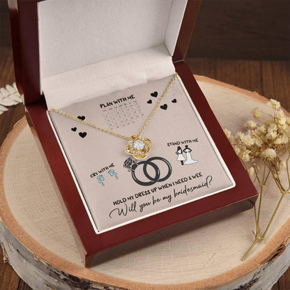 Bridesmaid Invitation Proposal - Will You Be My Bridesmaid Love Knot Pendant Necklace - Mallard Moon Gift Shop