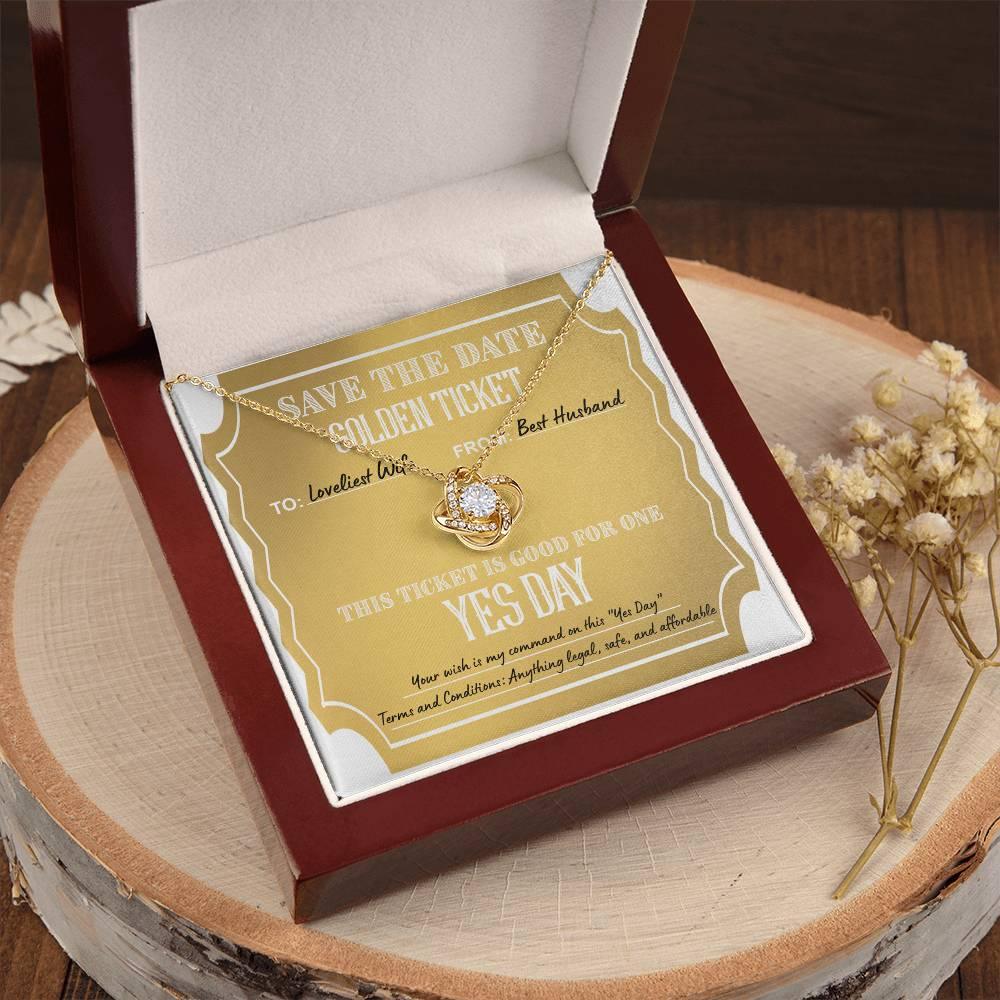 Wife Wedding Day Gift - Golden Ticket - Love Knot Pendant Necklace - Mallard Moon Gift Shop