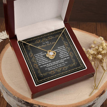 Mother-in-Law Gift You Took Me Into Your Heart and Home Love Knot Pendant Necklace - Mallard Moon Gift Shop