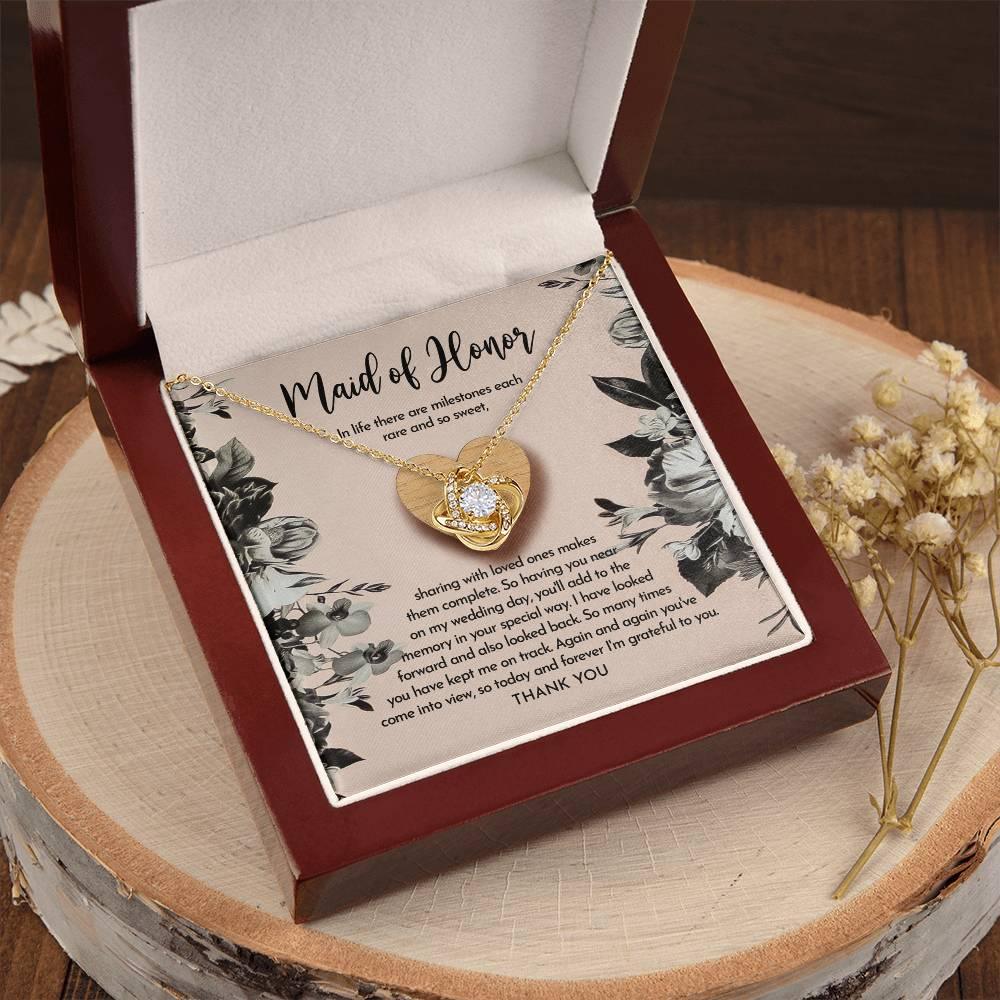 Maid of Honor Wedding Day Gift - My Wedding Day - Love Knot Pendant Necklace - Mallard Moon Gift Shop