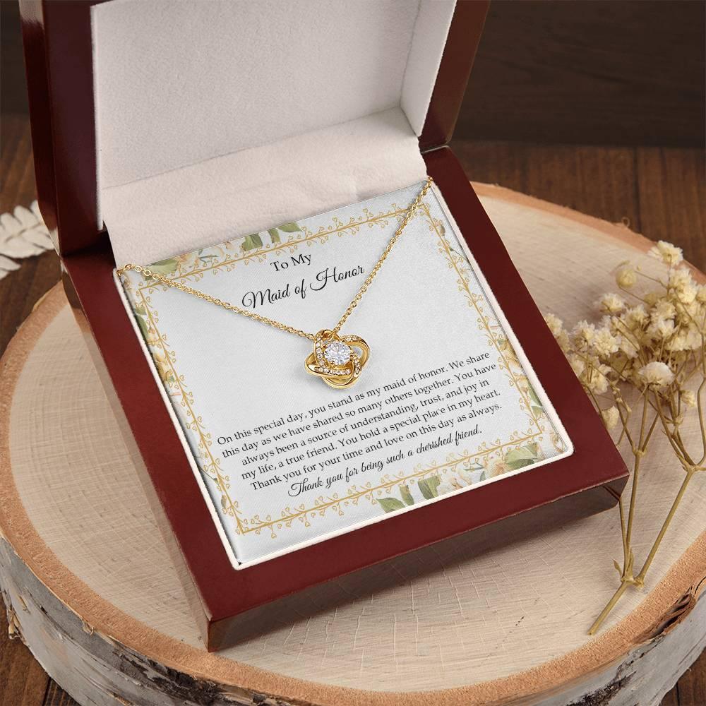 Maid of Honor Wedding Day Gift - Share This Day - Love Knot Pendant Necklace - Mallard Moon Gift Shop