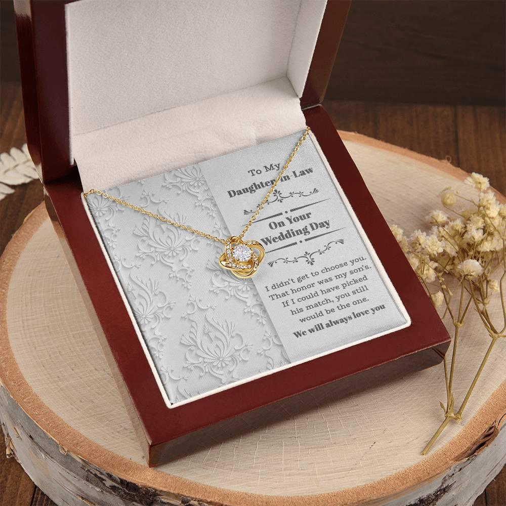 Daughter-In-Law Wedding Day Gift My Son Chose You Love Knot Pendant Necklace - Mallard Moon Gift Shop