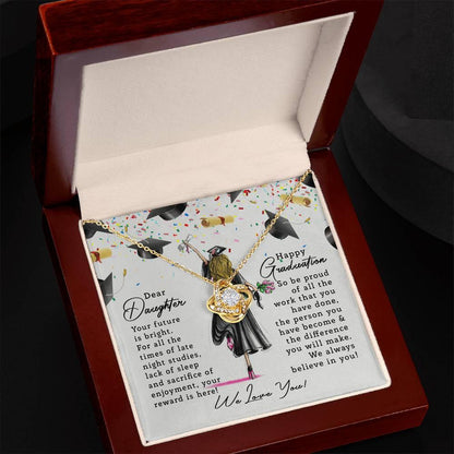 Graduation Gift for Daughter Your Future is Bright Love Knot Pendant Necklace - Mallard Moon Gift Shop