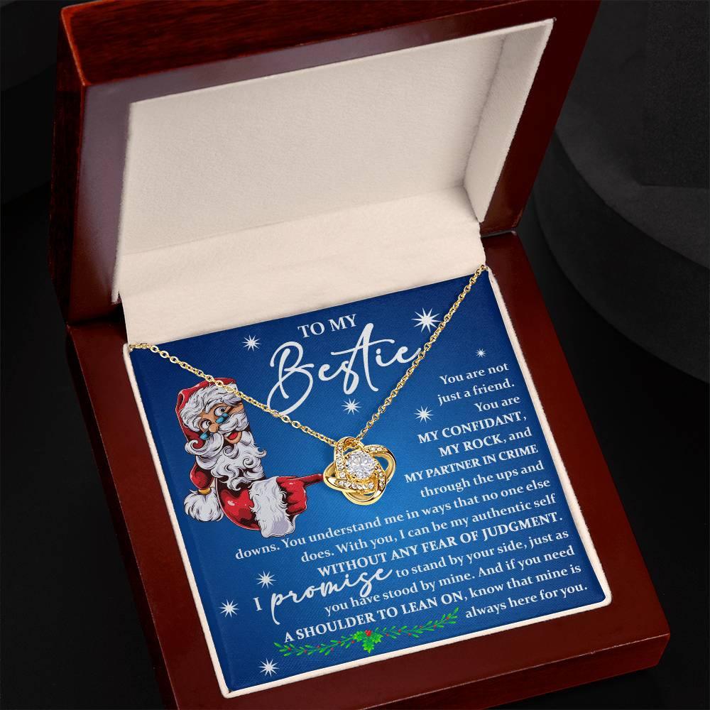 To My Bestie - You are My Rock and My Partner in Crime - Love Knot Necklace - Mallard Moon Gift Shop
