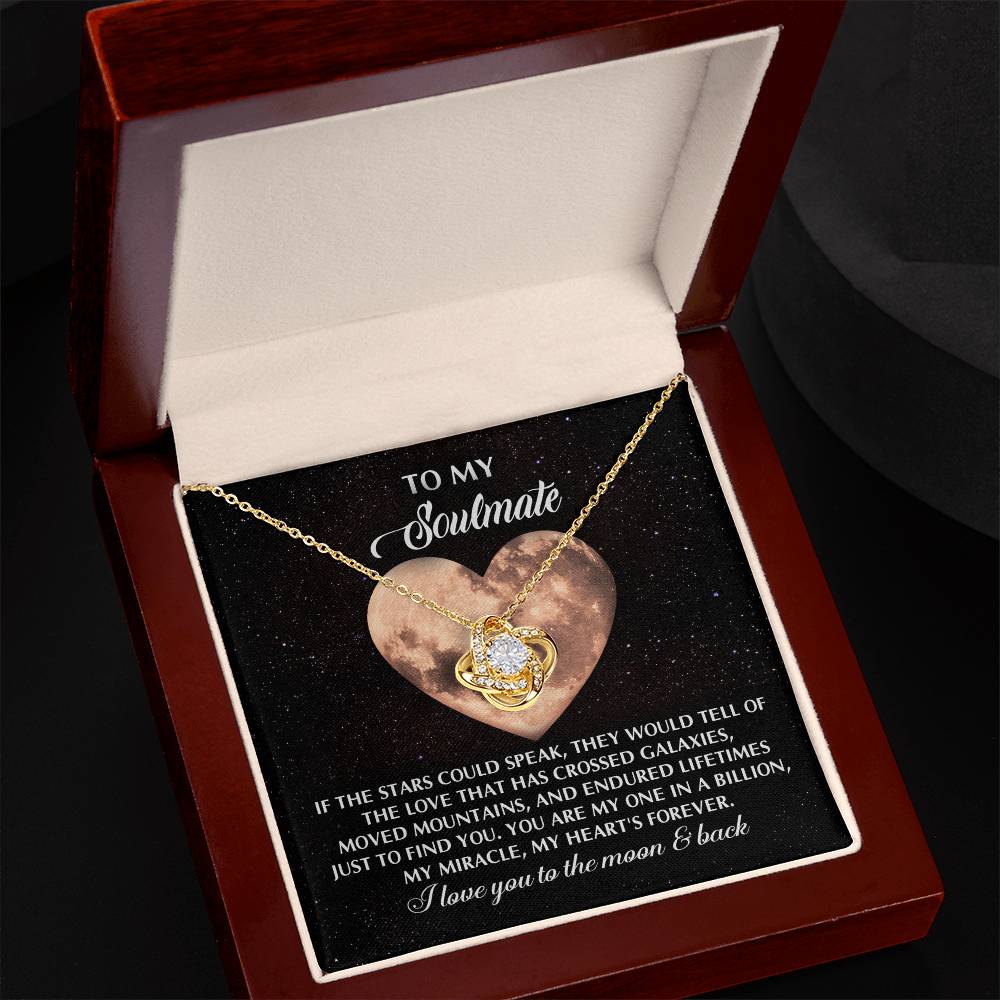 Romantic Gift for Soulmate, Wife or Girlfriend - I Love You to the Moon and Back - Love Knot Pendant Necklace - Mallard Moon Gift Shop