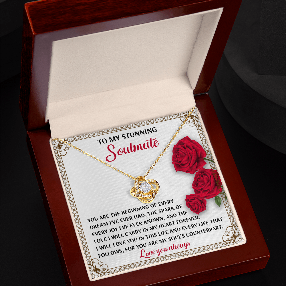 Romantic Soulmate Gift – In My Heart Forever Love Knot Pendant with Meaningful Message Card - Mallard Moon Gift Shop