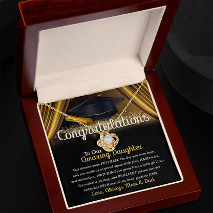 Daughter Graduation Jewelry Necklace with Message Card from Mom and Dad - You Made Us So Proud - Mallard Moon Gift Shop