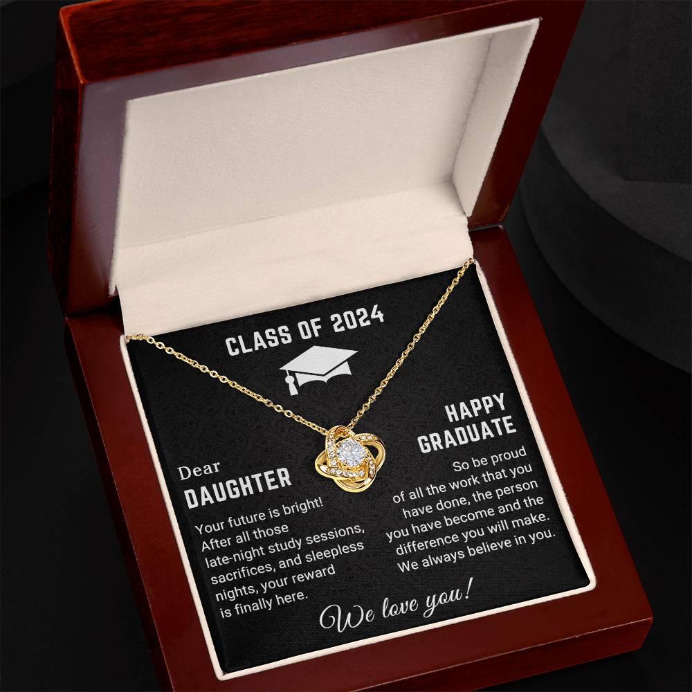 Dear Daughter Your Future is Bright Graduation Class of 2024 Love Knot Pendant Necklace - Mallard Moon Gift Shop