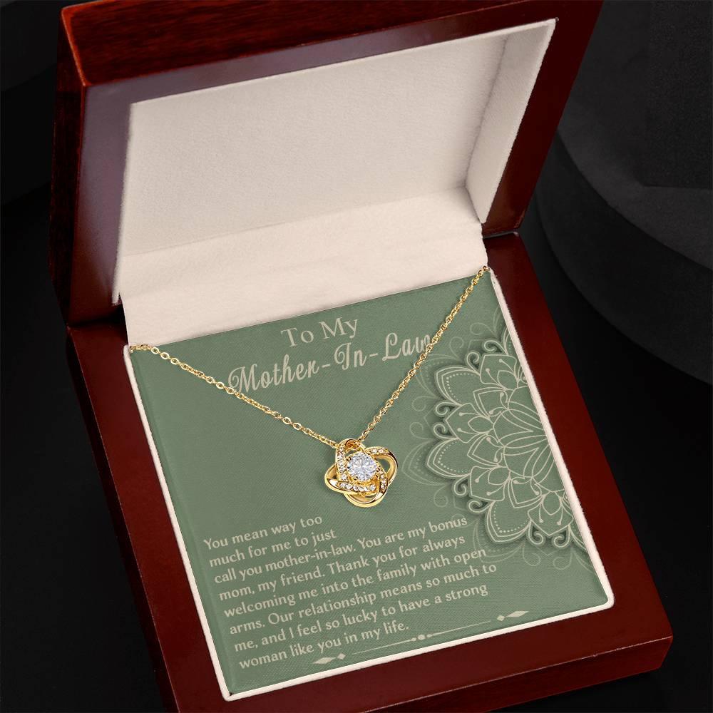 Mother-In-Law Gift - I Feel Lucky to Have A Strong Woman in My Life Love Knot Necklace - Mallard Moon Gift Shop