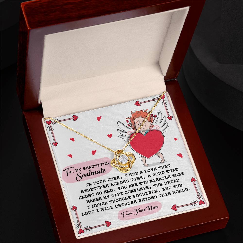 Romantic Anniversary, Valentine's Day Gift for Soulmate, Wife, Girlfriend - Cherish You - Love Knot Pendant Necklace - Mallard Moon Gift Shop