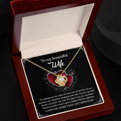 To My Beautiful Wife - My Heart Became Whole Love Knot Pendant Necklace - Mallard Moon Gift Shop