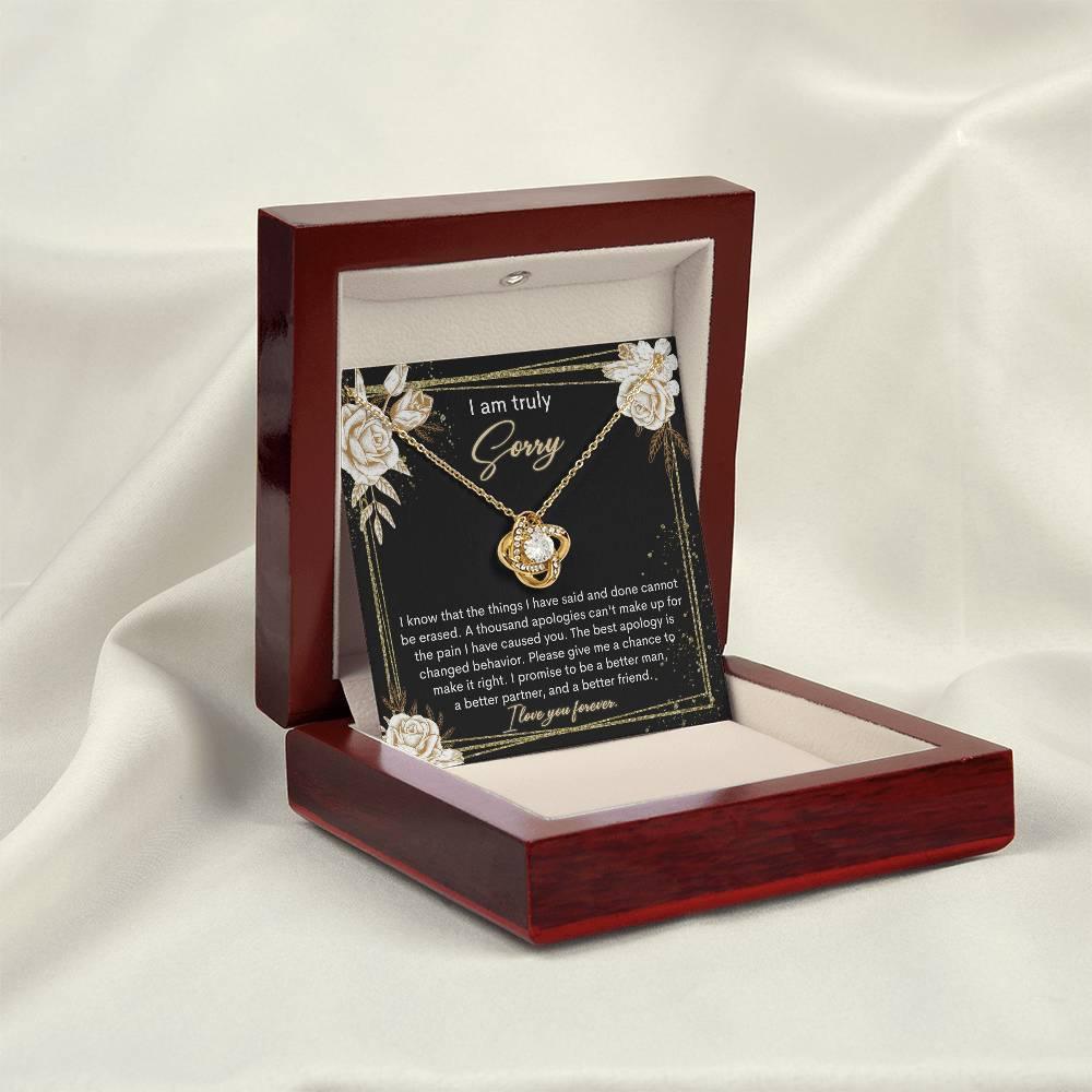 Gift for Girlfriend, Wife - Sorry, Cannot Be Erased - Love Knot Pendant Necklace - Mallard Moon Gift Shop