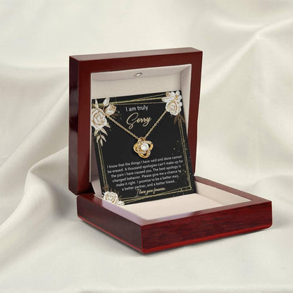 Gift for Girlfriend, Wife - Sorry, Cannot Be Erased - Love Knot Pendant Necklace - Mallard Moon Gift Shop