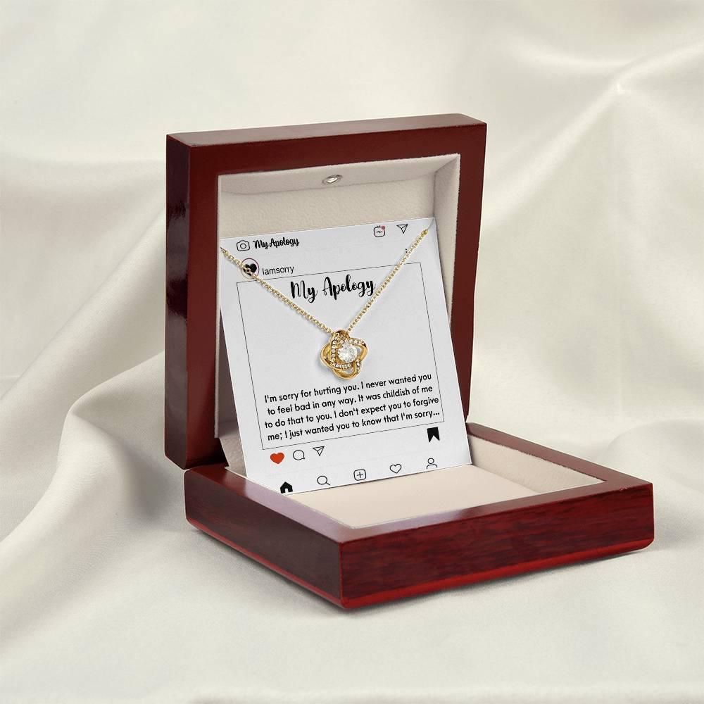 Gift for Girlfriend, Wife - Sorry, My Apology - Love Knot Pendant Necklace - Mallard Moon Gift Shop
